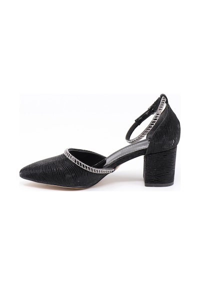 Nesilshoes Nesil Shoes Elva 45029 Siyah Simli Topuklu Kadın Ayakkabı