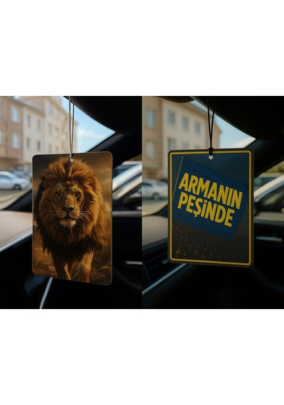 Aslan Ve Sarı Lacivert Armanın Peşinde - İkili Oto Kokusu - Dekoratif Araç Kokusu Ve Aksesuarı