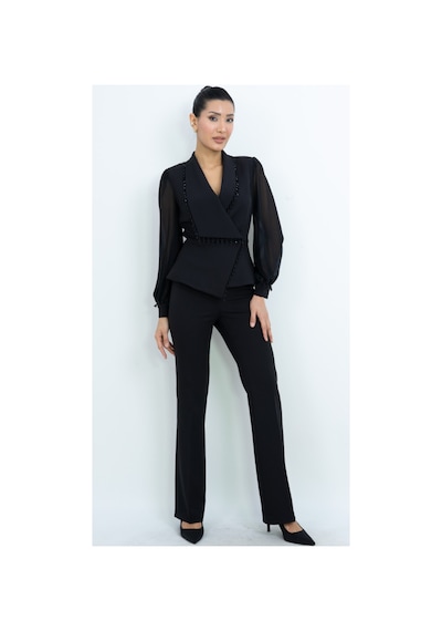 Dorne Moda Boncuk Detaylı Şifon Kol - Premium Takım - Düğün - Mezuniyet - Ofis Şıklığı Siyah Siyah Dorne Moda Boncuk Detaylı Şifon Kol - Premium Takım - Düğün - Mezuniyet - Ofis Şıklığı Siyah Siyah