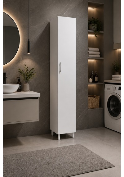 Renazzo %100 Mdf Tek Kapaklı 5 Raflı Çok Amaçlı Banyo Mutfak Kiler Beyaz Renazzo %100 Mdf Tek Kapaklı 5 Raflı Çok Amaçlı Banyo Mutfak Kiler Beyaz