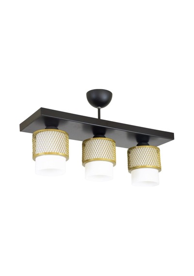 Üçlü Beyaz Cam Kafes Model Modern Plafonyer Avize H