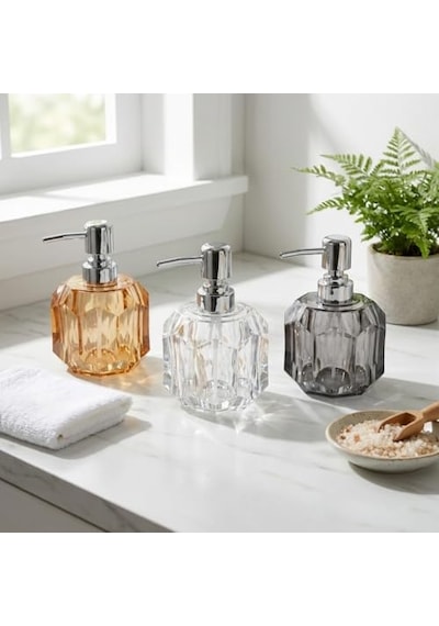 1 Adet Akrilik Sıvı Sabunluk 180 Ml - 3 Farklı Renkli Kırılmaz Şeffaf Banyo Ve Mutfak Düzenleyici Şık Losyon Diğer