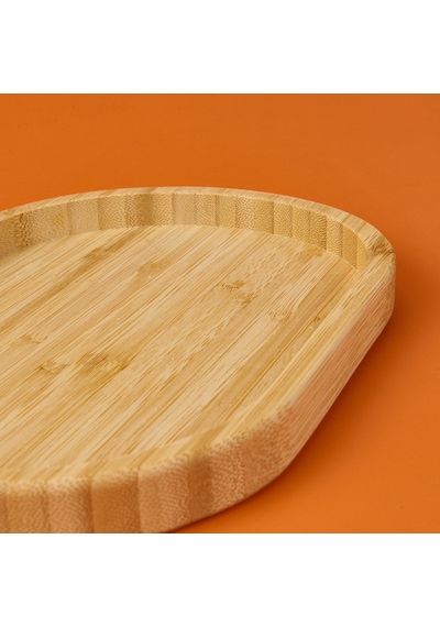 Mienn Bambu Oval Sunumluk - Açık Kahverengi - 25x5 Cm Çok Renkli