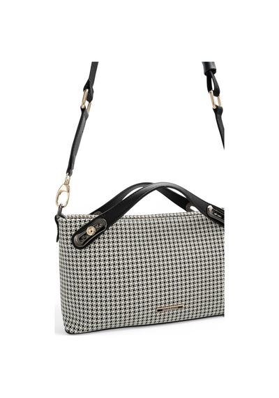 Silver & Polo Silver Polo Siyah - Siyah Kaz Ayağı Ekose Kadın Çapraz Çanta Sp1288