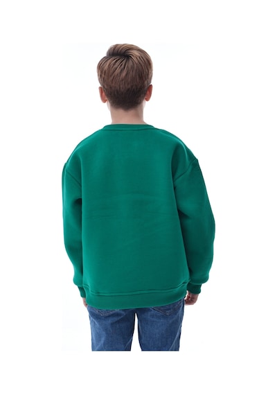 Erkek Çocuk Sweatshirt %100 Pamuk Rahat Kalıp 5-10 Yaş Yeşil