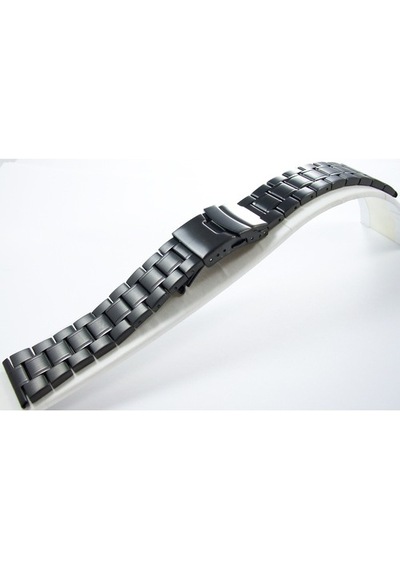 24Mm Siyah Metal Saat Kordonu Çelik Kolçak 1.Kalite Kayış Şeritli