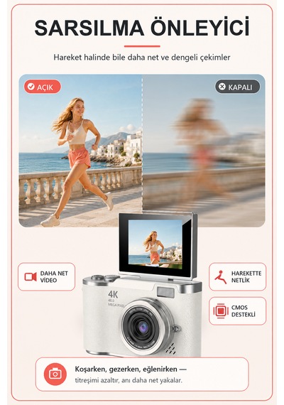 Solvis SOLVİSW Dijital Retro Fotoğraf Makinesi + 64 GB Sd Kart