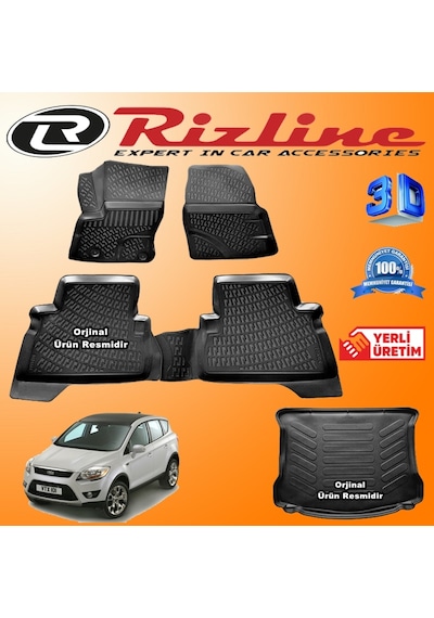 Ford Kuga 3D Paspas + Bagaj Havuzu 2008-2012 Arası Set Rizline N11.6613