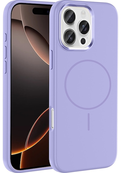 Apple Uyumlu iPhone 16 Pro Max Kılıf M-safe Şarj Özellikli Metal Kamera Çerçeveli Zore Edi Silikon Kapak Lila