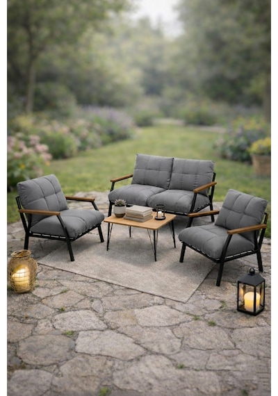 Ard & Garden Linda 211 Sehpalı Gri Fermuarlı Bahçe Balkon Takımı, Cafe, Salon - Metal Kanepe Koltuk Takımı Gri Ard & Garden Linda 211 Sehpalı Gri Fermuarlı Bahçe Balkon Takımı, Cafe, Salon - Metal Kanepe Koltuk Takımı Gri