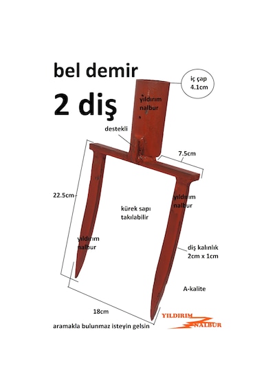 Bel Çapa Belleme Bel Küreği Bahçe Belleme 2diş Tarla Belleme