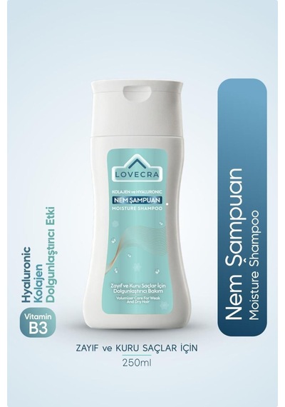 Kolajen Ve Hyaluronic Nem Şampuan Zayıf Kuru Saçlar İçin Dolgunlaştırıcı Bakım Ve Nem 250 Ml Kuru