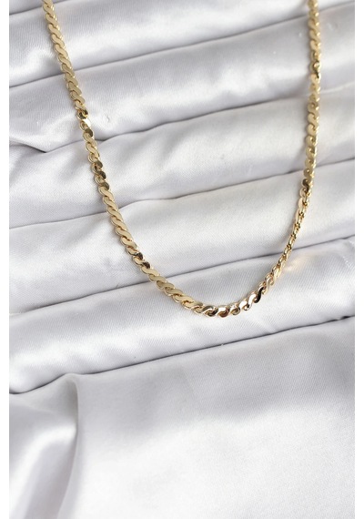Ceylan Adam 14k Gold Renk Kaplama Ezme Yılan Zincir Model Cm Kadın Kolye Çok Renkli