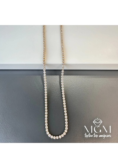 2 Mm Zirkon Taşlı Pirinç Kolyeler 40+5 Cm Uzatma Payı - Kl0081 Çok Renkli