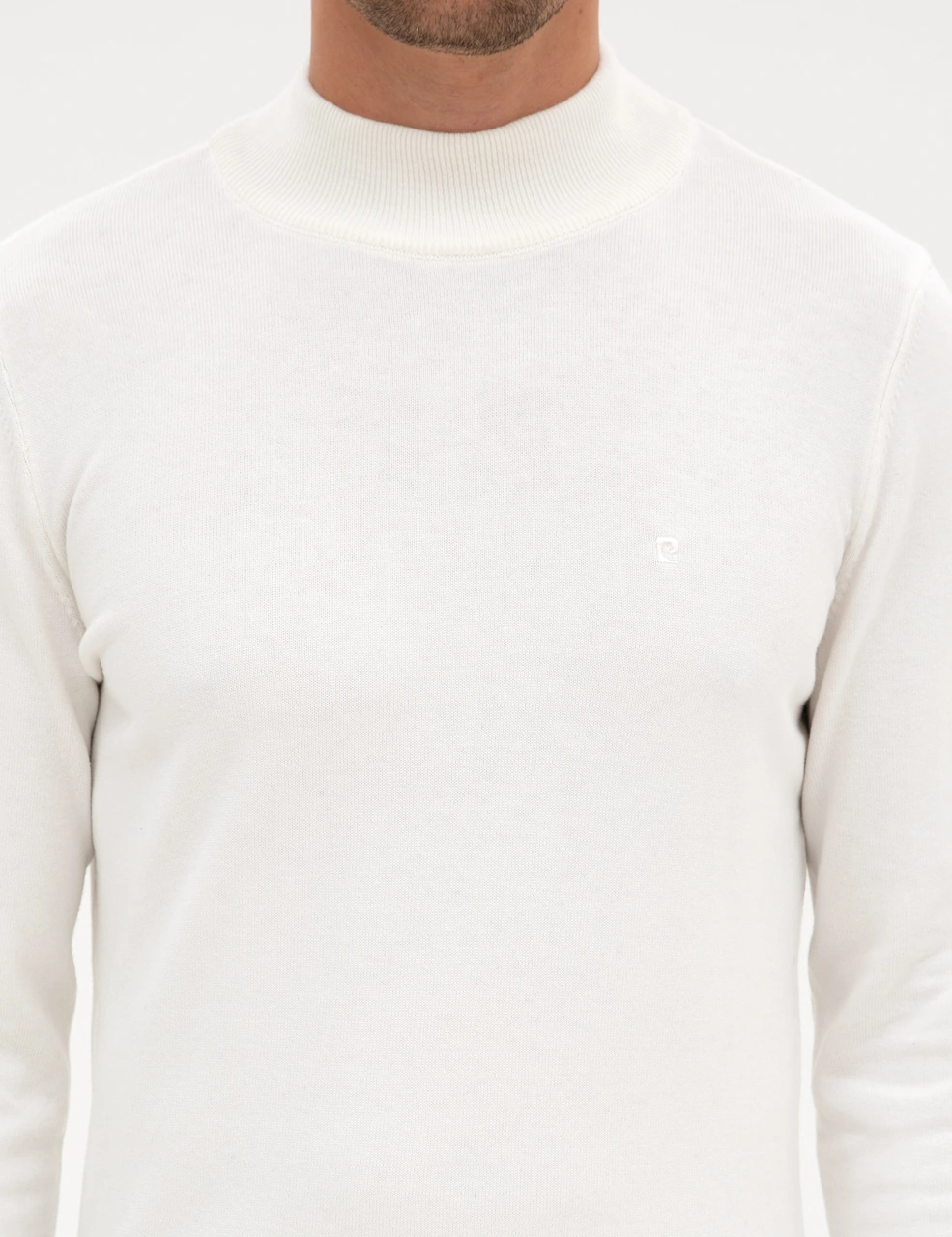 Pierre Cardin Ekru Slim Fit Yarım Balıkçı Yaka Basic Triko Kazak 50315457-vr019