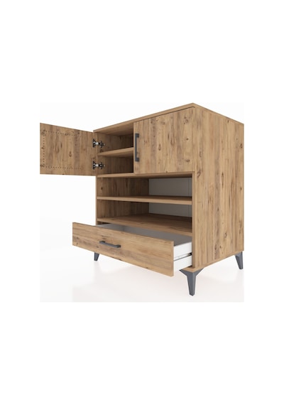 Kronos Şifonyer 4 Raflı Tek Çekmeceli 2 Kapaklı 88x59x96 Çam-çam Çam