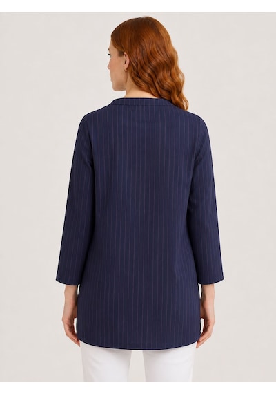 Neden Tekstil Kadın Lacivert Çizgili Oversize Bluz
