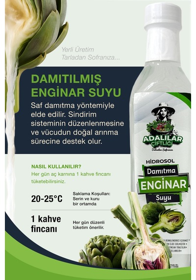 Damıtılmış Enginarı Suyu 1lt - Cam Şişe