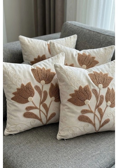 4lü Kırlent Kılıfı, Dijital Baskılı Çift Taraflı Kırlent Kılıfı 45x45cm Çok Renkli