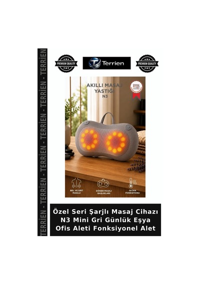 Özel Seri Şarjlı Masaj Cihazı N3 Mini Gri Günlük Eşya Ofis Aleti Fonksiyonel Alet