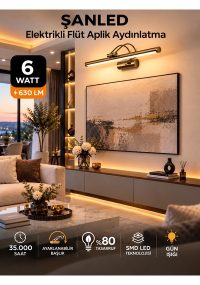 6w Elektrikli Flüt Led Aplik Eskitme Renk Gün Işığı Ayarlanabilir Başlık 1 Adet