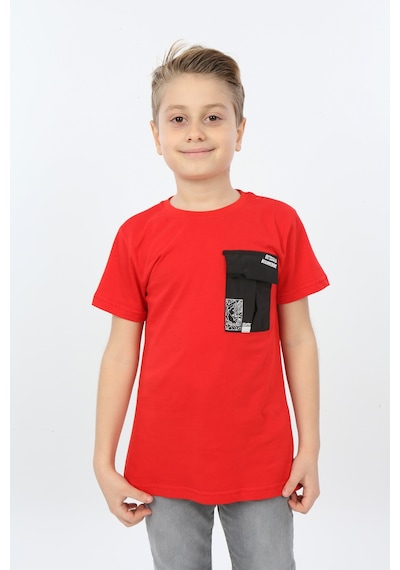 Toontoy Kids Toontoy Erkek Çocuk Göğsü Cepli Yazı Baskılı Tişört Bej