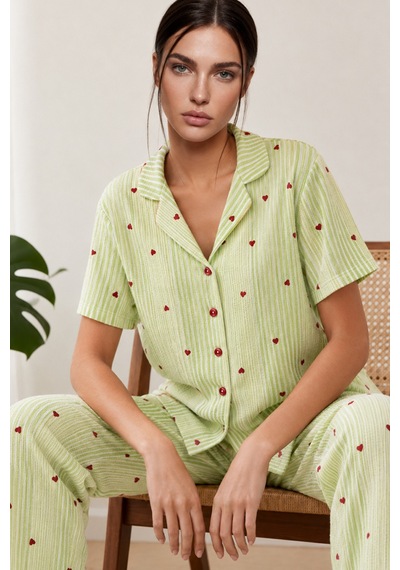 Norcia Sports Kadın Kısa Kollu Rahat Yeşil Pijama Takımı 4732 Çok Renkli - 929323034 Çok Renkli - 929323034 Çok Renkli