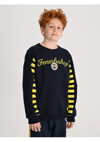 Fenerbahçe Lacivert Tribün Çubuklu Detaylı Çocuk Sweatshirt Fb Laci Yeni