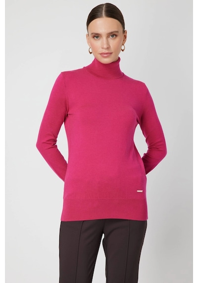 On Fashion Kadın Fuşya Boğazlı Kazak 63503 Fuşya