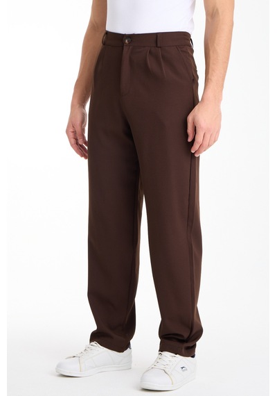 Gugus Erkek Baggy İthal Kumaş Pantolon Kahverengi