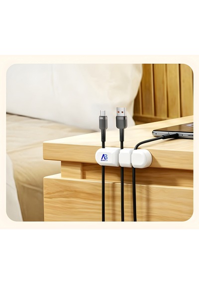 Apollobell Acp07-020 Ab 3 Yuvalı Bilgisayar Kablo Klipsi Ve Silikon Kablo Tutucu Düzenleyici.