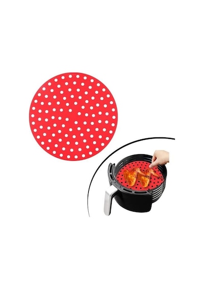 Mcg Renkli Isıya Dayanıklı Yıkanılabilir Silikon Fırın Ve Airfryer Yuvarlak Pişirme Matı 20 Cm
