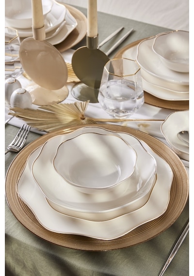 Emsan Lotus Fine Bone 53 Parça 12 Kişilik Yemek Takımı Gold