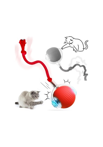 Lexroo Akıllı Kedi Oyuncağı, Otomatik Yuvarlanan İnteraktif Top, Hareketli Kuyruk, Usb Şarjlı