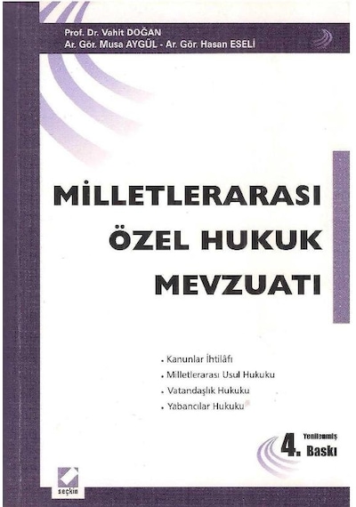 Milletlerarası Özel Hukuk Mevzuatı - Vahit Doğan 2.el