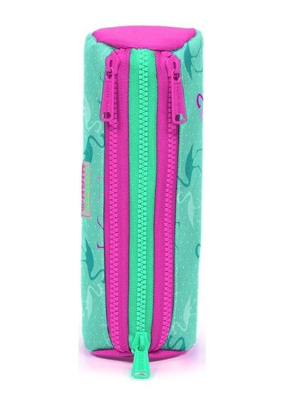 Kids Su Yeşili Neon Pembe Flamingo Desenli Çekçekli Çanta Seti Çanta-kalemlik Su Yeşili Çok Renkli