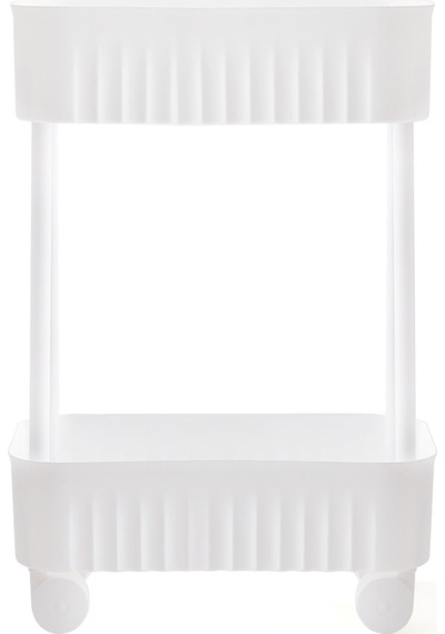 Arnilloo İki Katlı Tekerlekli Banyo Rafı - Beyaz - 45x27x17 Cm Renkli