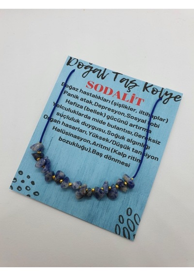 Sertifikalı Sodalit Taşı Tasarım Kolye Ayarlanabilir Orijinal Doğal Taş Çok Fonksiyonlu Kolye Çok REnkli