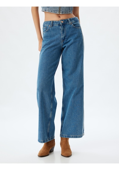 Koton Geniş Paça Kot Pantolon Bol Kalıp Şerit Detaylı Düğmeli Cepli - Wide Leg Jean Orta İndigo 5wal40096md İndigo Koton Geniş Paça Kot Pantolon Bol Kalıp Şerit Detaylı Düğmeli Cepli - Wide Leg Jean Orta İndigo 5wal40096md İndigo