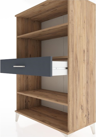 Hyperion Dolap 3 Raflı Tek Çekmeceli 88x44x134 Çam-antrasit Çam
