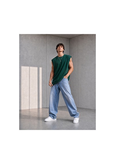 Thiff Erkek Oversize Kolsuz T-shirt Tişört Atlet Çok Renkli