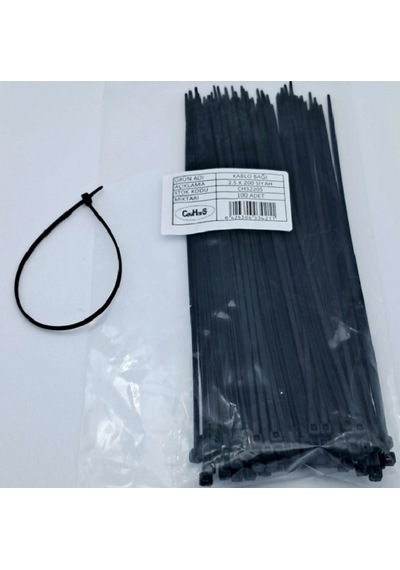Cırt 2,5mm X 200mm Kablo Bağı İthal Siyah 100 Adet