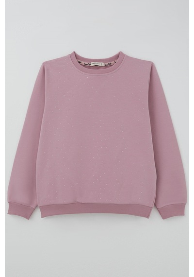Breeze Kız Çocuk Sweatshirt Taş Aksesuarlı 9-14 Yaş , Gülkurusu