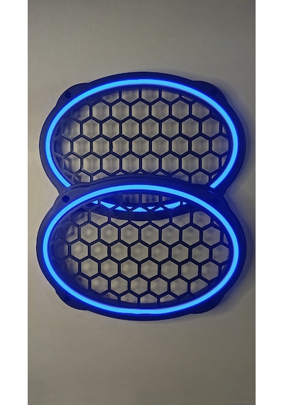 Hoparlör Kapağı Oval 20 Cm Ledli 2'li Takım - Mavi