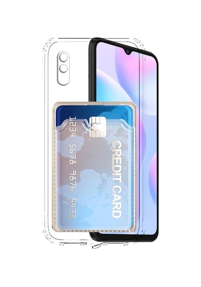 Kvy Xiaomi Redmi 9a Kamera Korumalı Kartlıklı Setra Şeffaf Silikon Kılıf
