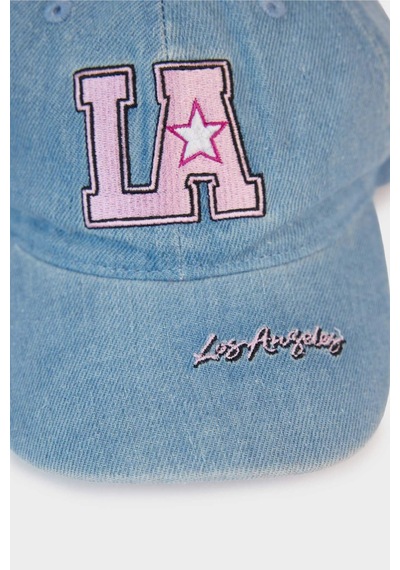 Defacto Kız Çocuk Nakışlı Jean Cap Şapka C0587a826smbe106 Mavi-be106