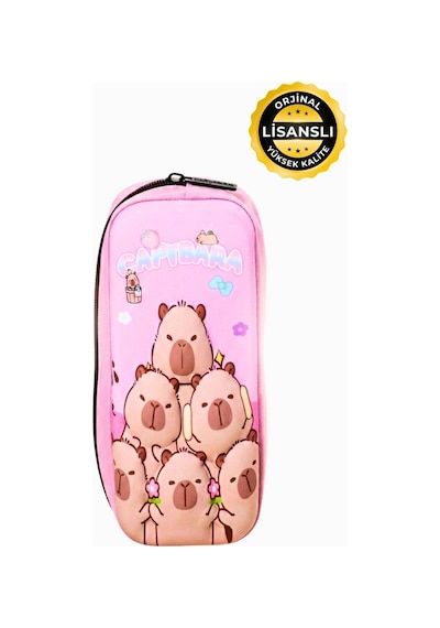 Capybara Orijinal Lisanslı Eva Ön Yüzeyli Kalem Kutusu Pembe