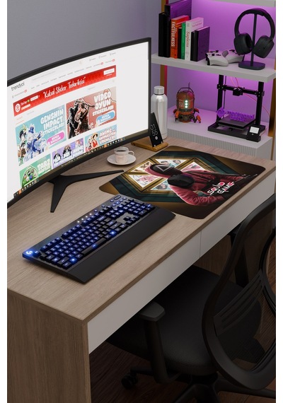 Squid Game V1 48x40 Xl Gaming Kauçuk Kaymaz Taban Mouse Pad Fare Altlığı