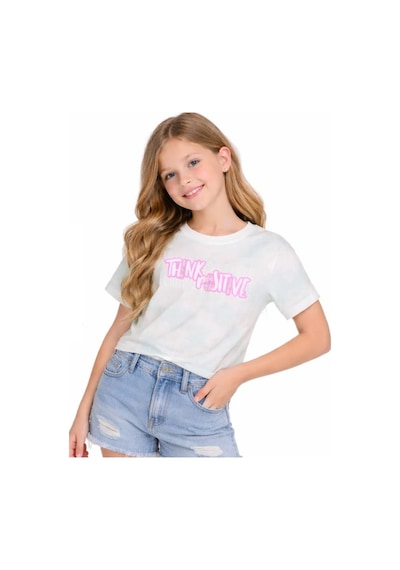 Irem Kız Çocuk Think Positive Yazılı Taş Detaylı Batik Desen Kısa Crop Tişört Çok Renkli Irem Kız Çocuk Think Positive Yazılı Taş Detaylı Batik Desen Kısa Crop Tişört Çok Renkli
