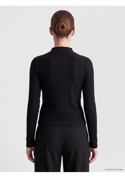 Lcw Everyday Siyah Dik Yaka Kadın Fitilli Body